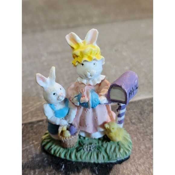 Ceramic Easter Bunny mail egg chick Village accessory decor - Picture 1 of 4